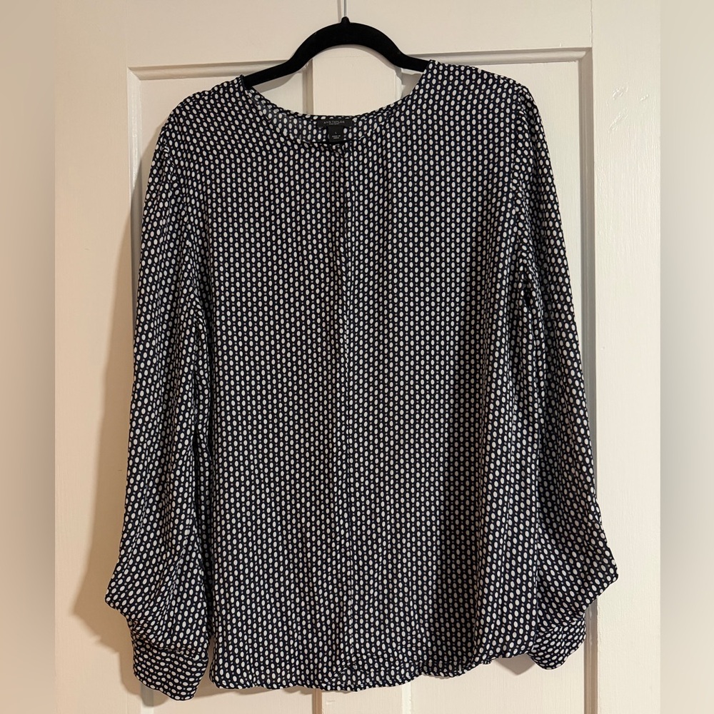 Ann Taylor Factory Monochrome Geometric Blouse Large